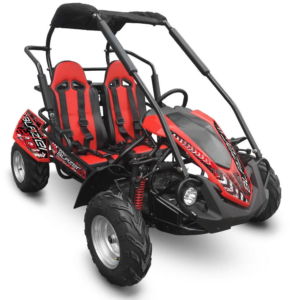TrailMaster Blazer 200R MID-Size Go Kart, 7.5hp Torque Converter, Electric Start Reverse, Kids Ages 7-12