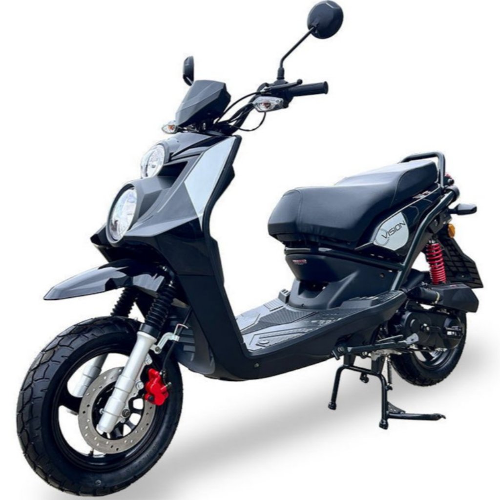 Vision 50cc Street Scooter, Automatic Shifting, Front Disc/Rear Drum Brakes, 12 inch Aluminum Wheels
